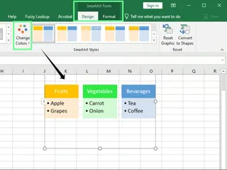 Personnalisation des puces dans la section Outils SmartArt dans Excel