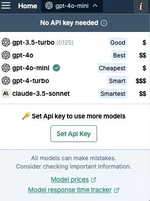 GPT for Excel models
