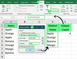 使用進階篩選選項計算相異值 10