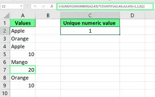 在Excel中計算唯一數值 4