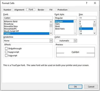The Format Cells dialog box used for creating a custom cell style. 2
