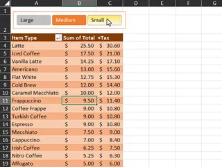 Finale Pivot-Tabelle mit Slicer und berechnetem Feld 3