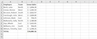 A plain range of cells in Excel before formatting 1