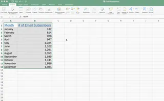 Eligiendo un gráfico de líneas desde el menú Insertar en Excel 2