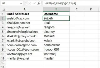 null A column of emails in Excel 1