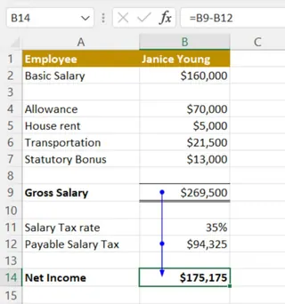 Using Trace Precedents to show formula inputs