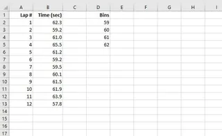 Creating a manual bins array in Excel 2