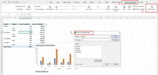 Navigating the Excel ribbon to find the Calculated Field option. Navigating the Excel ribbon to find the Calculated Field option.