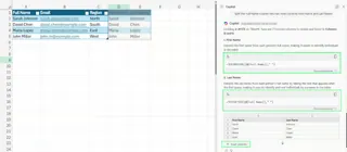 Split the names into separate columns using Copilot in Excel. 4