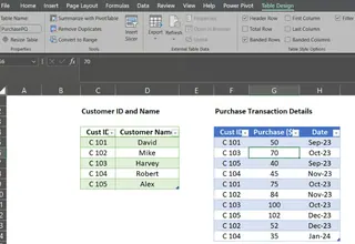Two tables in Excel ready for Data Model in Excel 16