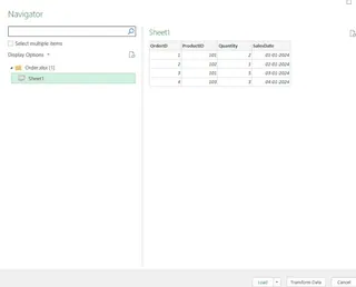 Excel data models navigator window 2