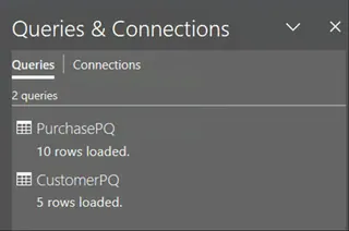 Queries and Connections pane in Excel data model 20