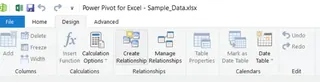 Design tab in Excel data model 23