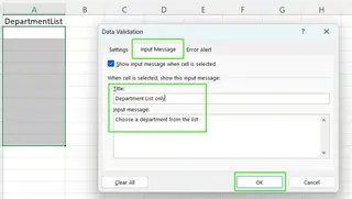在 Excel 中為下拉式清單建立輸入訊息。 19 在 Excel 中為下拉式清單建立輸入訊息。 19