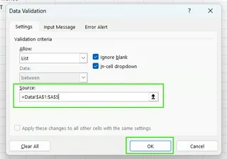 在 Excel 中的下拉式清單來源資料 4 在 Excel 中的下拉式清單來源資料 4