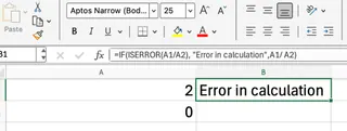 Excel ISERROR combined with IF function 2