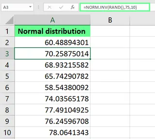 Generating normal distribution using NORM.INV function in Excel. 6