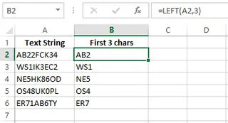 Fetching first 3 characters using LEFT function. 1