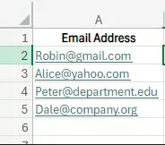 Data containing email addresses. 10