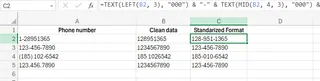 Standardized format of the numbers using multiple substrings. 14