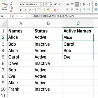 Excel UNIQUE mit FILTER 6 Excel UNIQUE mit FILTER 6