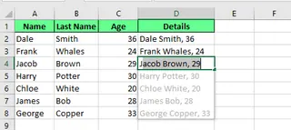Combiner plusieurs cellules en une seule en utilisant la Remplissage automatique dans Excel. 7 Combiner plusieurs cellules en une seule en utilisant la Remplissage automatique dans Excel. 7