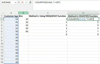 Calculer la distribution de fréquences utilisant la fonction COUNTIF() 17