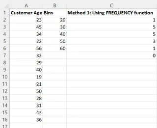 Distribution de fréquences utilisant la fonction FREQUENCY() 3