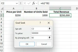 Excel Goal Seek options for the sales target example 10 Excel Goal Seek options for the sales target example 10