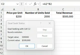 Excel Goal Seek results for the sales target example 11 Excel Goal Seek results for the sales target example 11