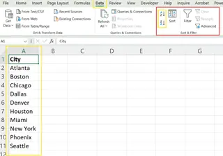 Using A-Z and Z-A buttons to alphabetize columns in Excel. 1