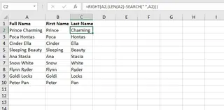 Using complex formulas to split names in Excel Using complex formulas to split names in Excel