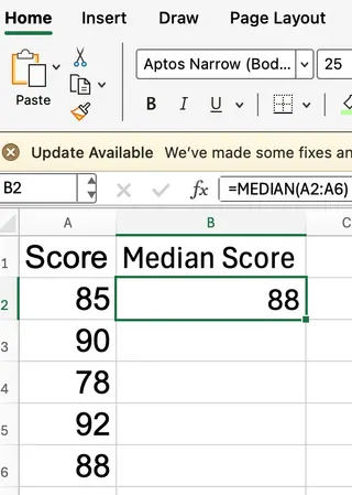 How to find the median in Excel 1