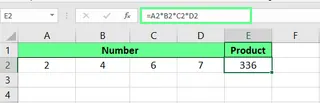 Multiplicando múltiples celdas en Excel. 3