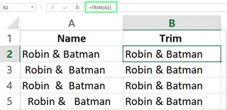 Usando a função TRIM para remover todos os espaços no Excel. 2