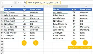 Using the SORTBY function for multi-level sorting