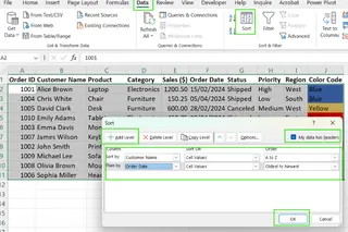How to sort by multiple columns in Excel. 6