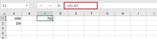 Zwei Spalten in Excel subtrahieren