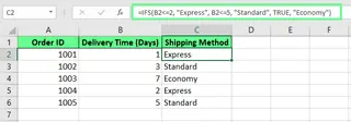 Handle #N/A error using the final ELSE condition in Excel IFS function. 3