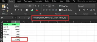 INDEX MATCH example in Excel. 7