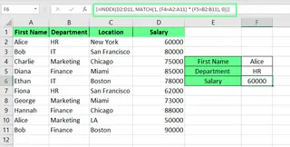 INDEX CORRESP de matriz com múltiplos critérios no excel 5