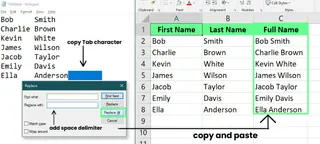 Merge cells using Notepad and excel. 7