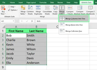 Select two columns to merge into one in excel using add-in. 8