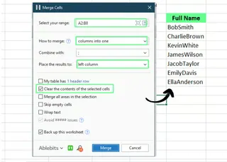 Merge cells using Add-ins in Excel. 9