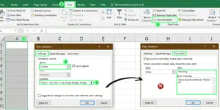 Validating data using nested IF in excel. 2