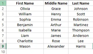 Splitting names into first, middle, and last names with Text to Column in Excel 5