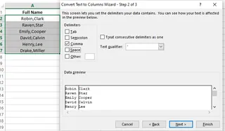 Choosing Comma as a delimiter in Excel Text to Columns 7