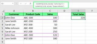 Implementando lógica OR en la función SUMIFS() en Excel. 4