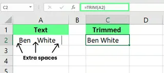 Usando la función TRIM en Excel. 1