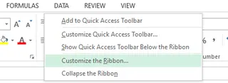 customizing the ribbon in Excel 2